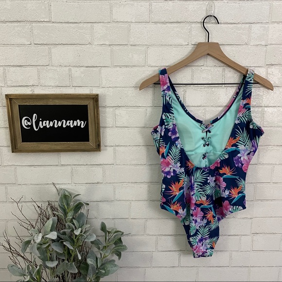 CALIFORNIA Sunshine One Piece Lace Up Swim Suit - Picture 6 of 10